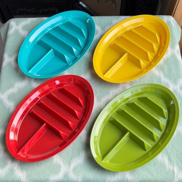 NEW Colorful Divided Taco serving Trays - Picture 1 of 4